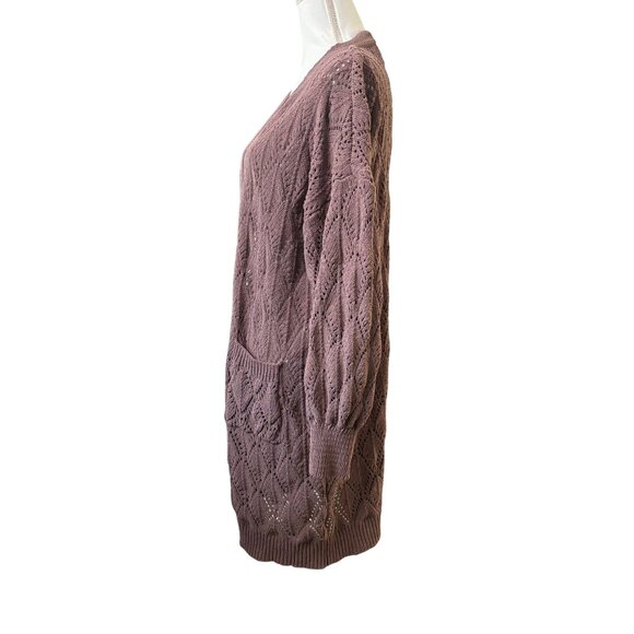 No Boundaries XS Mauve Open Front Lightweight Knit Cardigan Sweater With Pockets - Picture 2 of 9